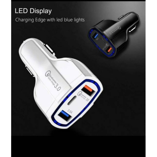 7A fast charging Qualcomm car charger USB tipe C casan mobil 3 port quick charge casan lighter motor