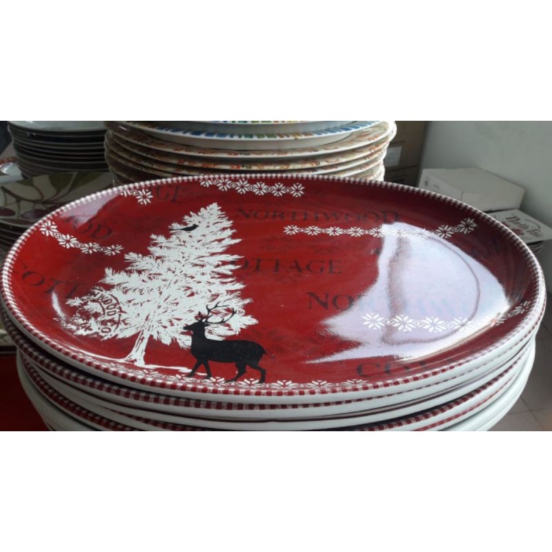 Piring Keramik Nampan Baki SANGO Northwood Superbesar Christmas SANGO Natal
