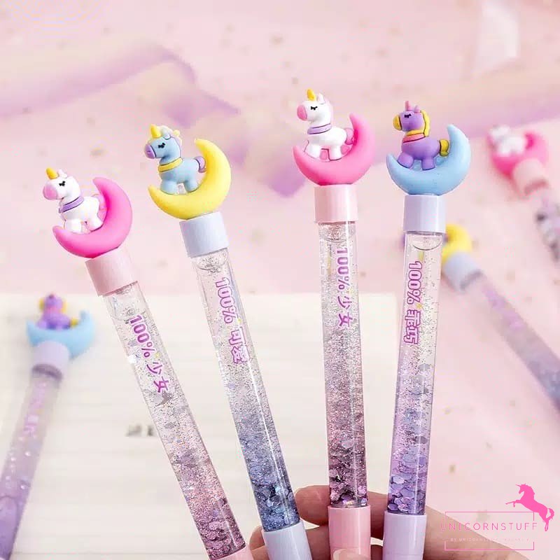 Bolpoin Glitter unicorn Pena Unicorn Premium Tinta Gel Perempuan Anak Journaling Tipis Karakter Pink Pastel Kado Anak Perempuan Alat Tulis Tempat Pensil Sekolah Back To School