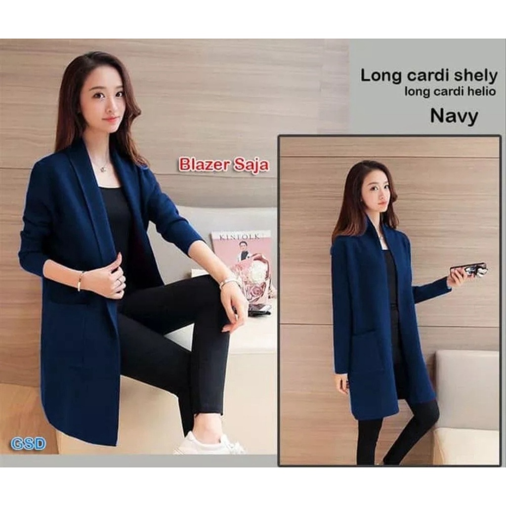 Outer Wanita Korea Casual - Cardigan Saku 2 Lengan Panjang Bahan Codoray Muat Bb 40-80