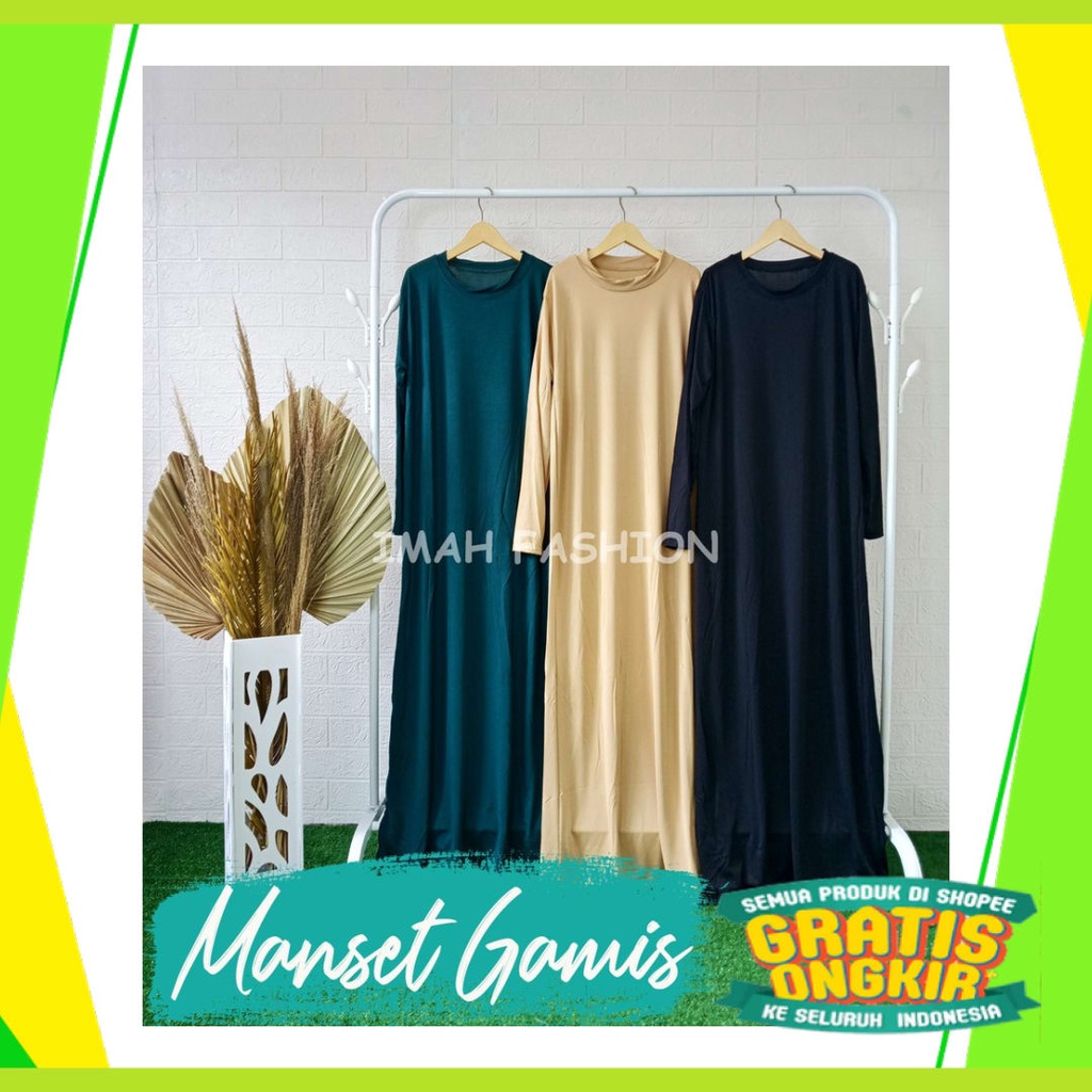 Maxi Hijau ijo Green Lumut Stabilo Lemon Jotol Botol /  Manset Gamis Dress Syari / Long Dress Manset