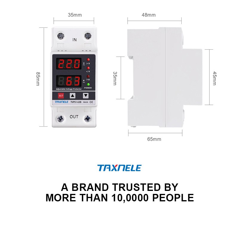 Din Rail Digital Over Under Voltage Current Protection 63A 230V