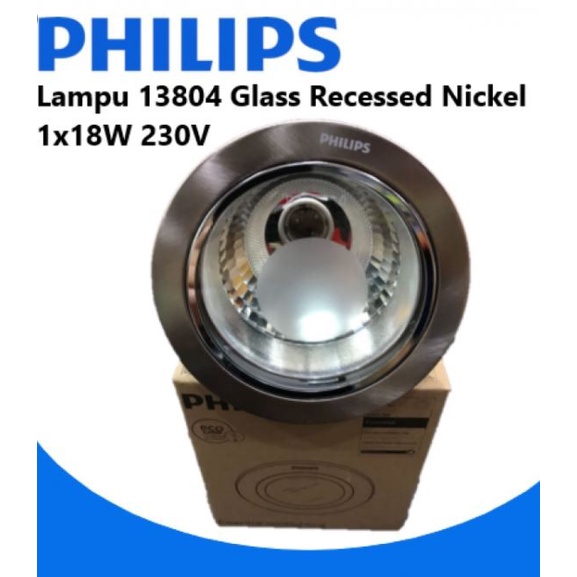 13804 Downlight 4 Inchi PHILIPS KACA NICKEL SATIN GLASS COVER RECESSED