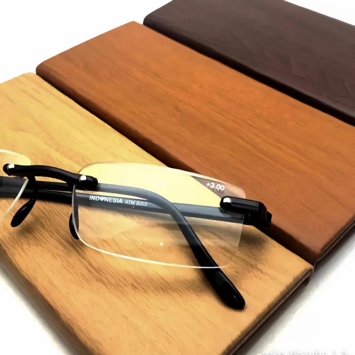 Kacamata Baca Plus Pria Wanita Frame Lentur Bor Rimless Lensa Baca