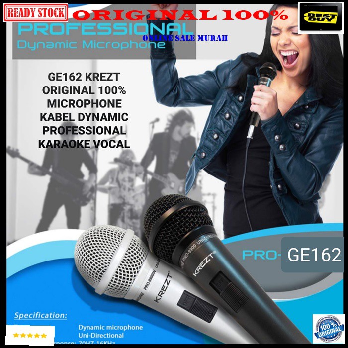 G162 Krezt original 100% mic kabel dynamic mik cable karaoke microphone vocal vokal mikrophone super cardioid sound system audio musik pengeras suara pro profesional panggung dj studio acara pidato G162   ADA SWICTH ON OFF NYA PAKAI MIC INI SUARA BIASA BI