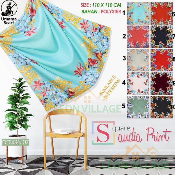 Kerudung Saudia Print A7 Umama Hijab Jilbab Segi Empat Motif