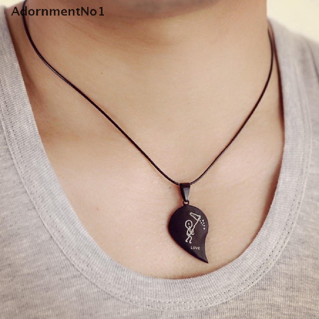 (AdornmentNo1) Kalung Choker Tali Hitam Dengan Liontin Hati Motif Ukir Tulisan Untuk Pasangan / Pria / Wanita