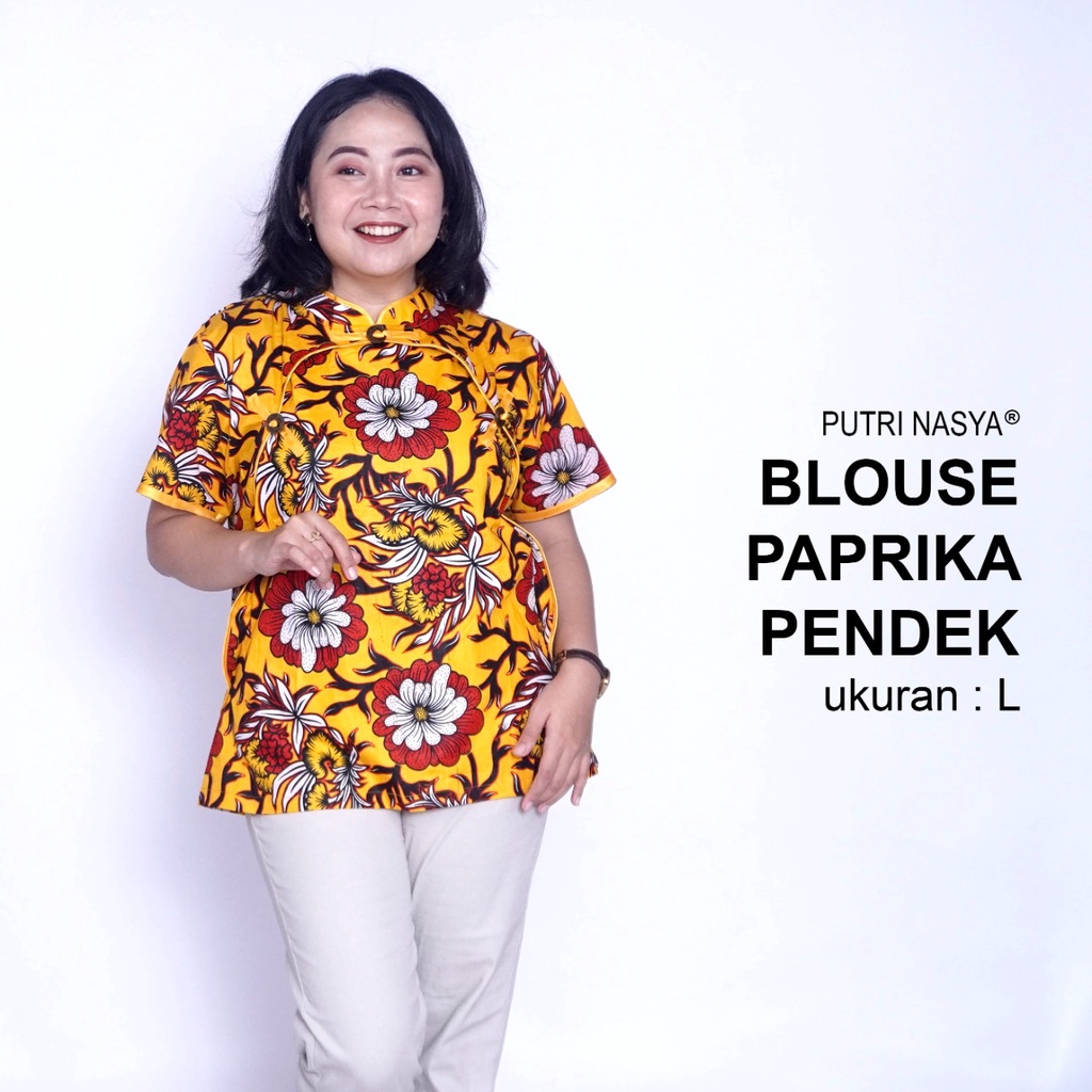 Blouse Batik Big Size Wanita Atasan Batik Jumbo Lengkap M-L-XL-2L-3L-4L-5L-6L-7L Model Blus Jumbo Seragam Batik / Atasan Batik Kerja Kantor / Pakaian Batik Kekinian Wanita LD 140