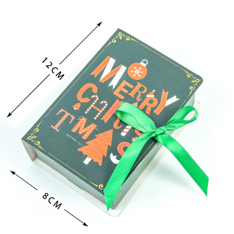 1Pcs Christmas Book Shape Boxs Gift Bag Candy Box