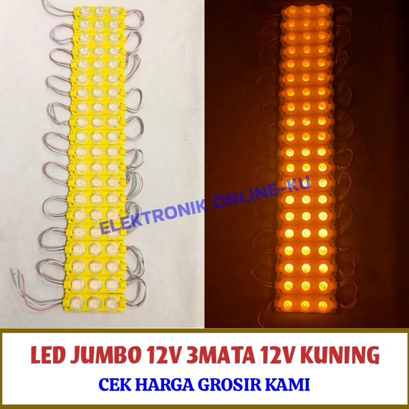 LAMPU LED JUMBO 12V 3MATA 3W KUNING