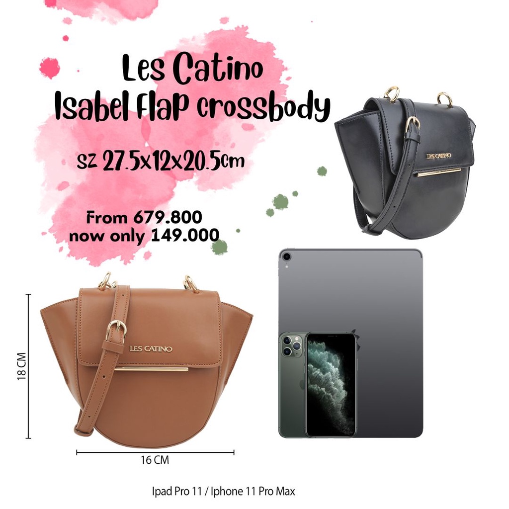Tas Selempang Les Catino Isabel Flap Crossbody - Leather Brown NEW ORI