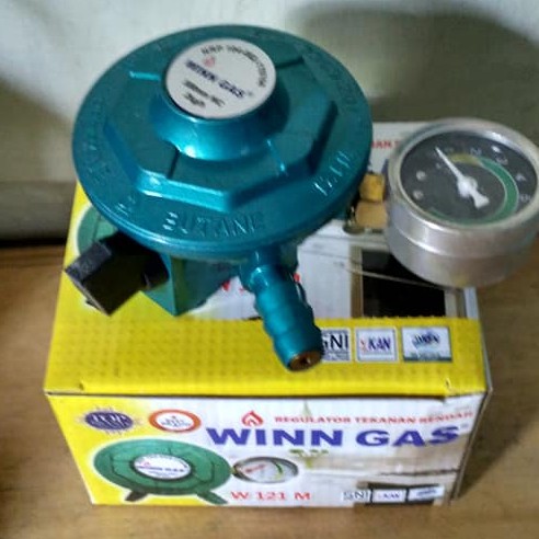 Regulator Matic WINN GAS W 121 Manometer Untuk Tabung Bright 5.5kg 12kg dan tabung LPG 3kg dan 12kg