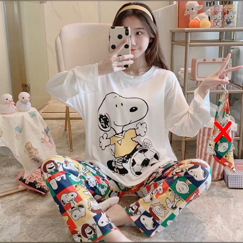 JC- Stelan Import Oversize Premium PP / Stelan piyama import Panjang  / piyama Korea Bigsize Import-Snoopy Ball PP