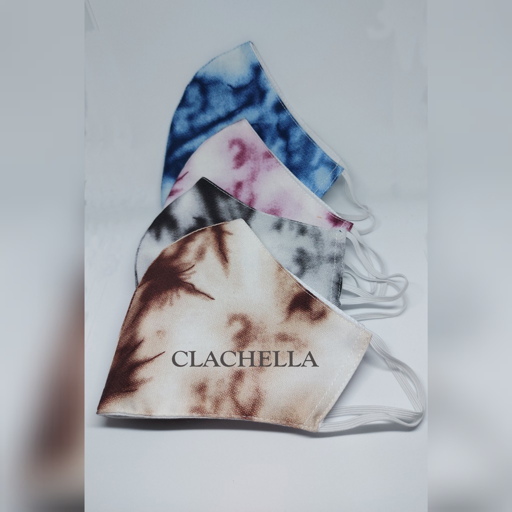 Clachella Masker Kain Motif Abstrak, Masker Kain 3 Lapis, Masker Earloop MS51S