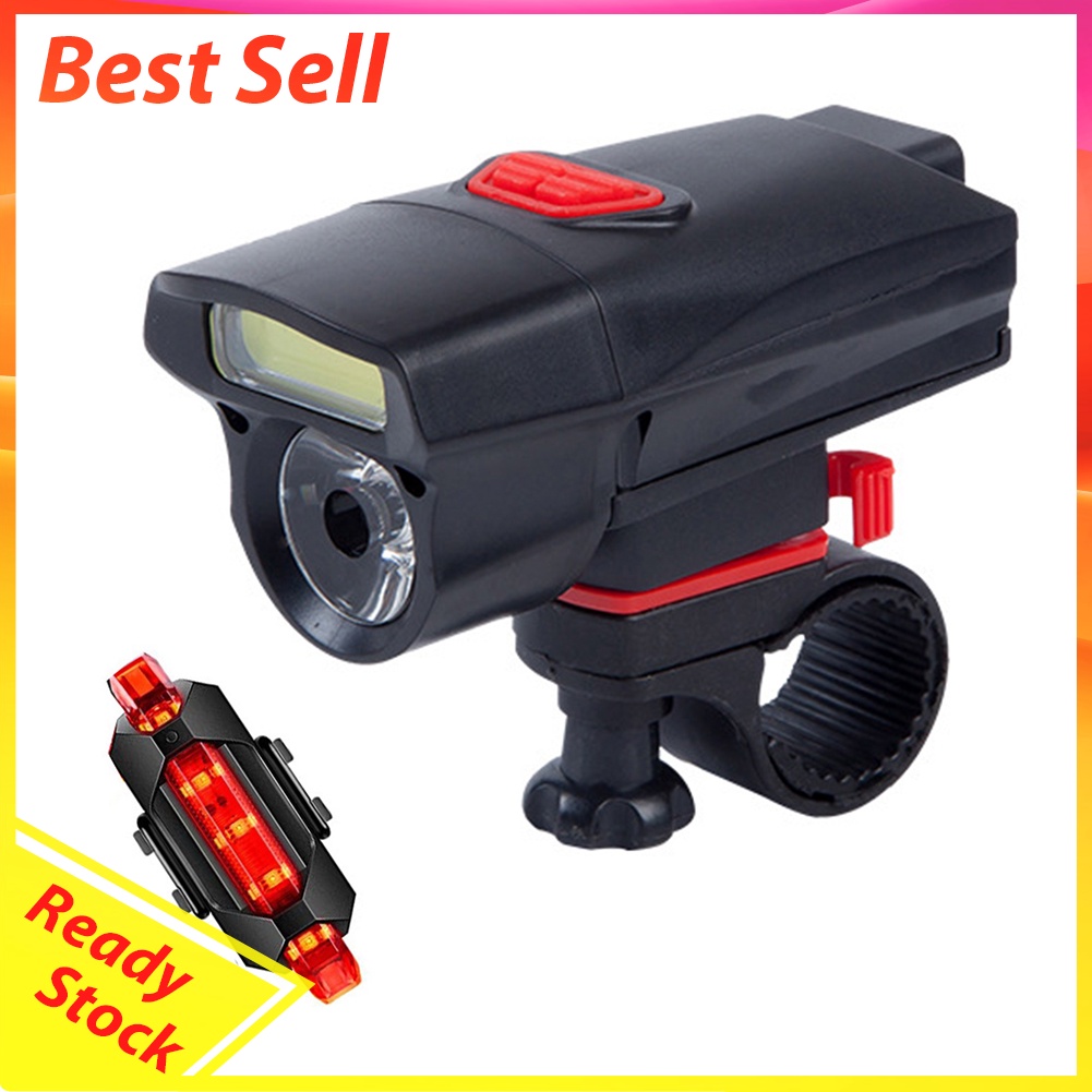 T6+COB LED Bike Front Light 6 Modes Headlamp 3 Modes Red Tail Rear Light