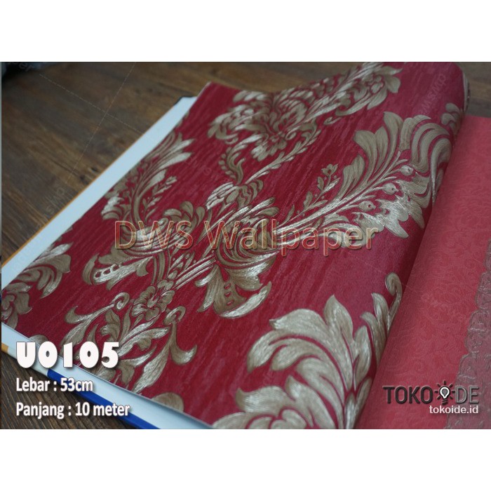 WALLPAPER DINDING  WALLPAPER 3D  KOREA BUKAN STICKER PREMIUM FLORAL MAROON