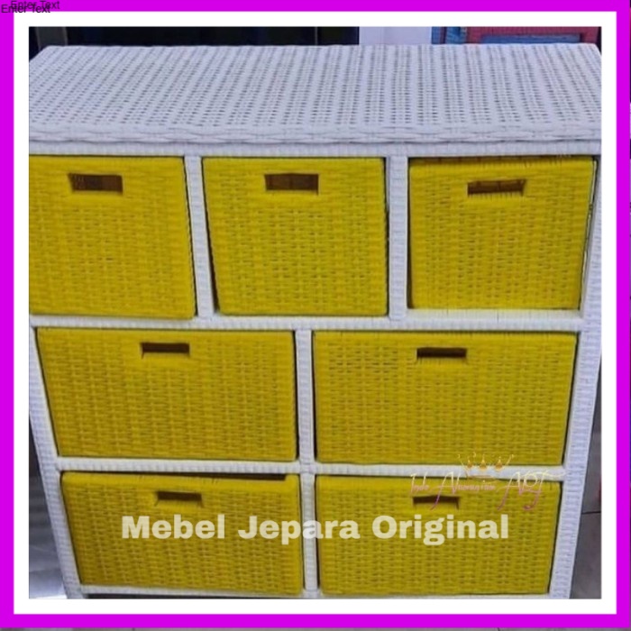 Nakas Hias Pajangan Lemari Laci Bahan Rotan Sintetis Anti Karat