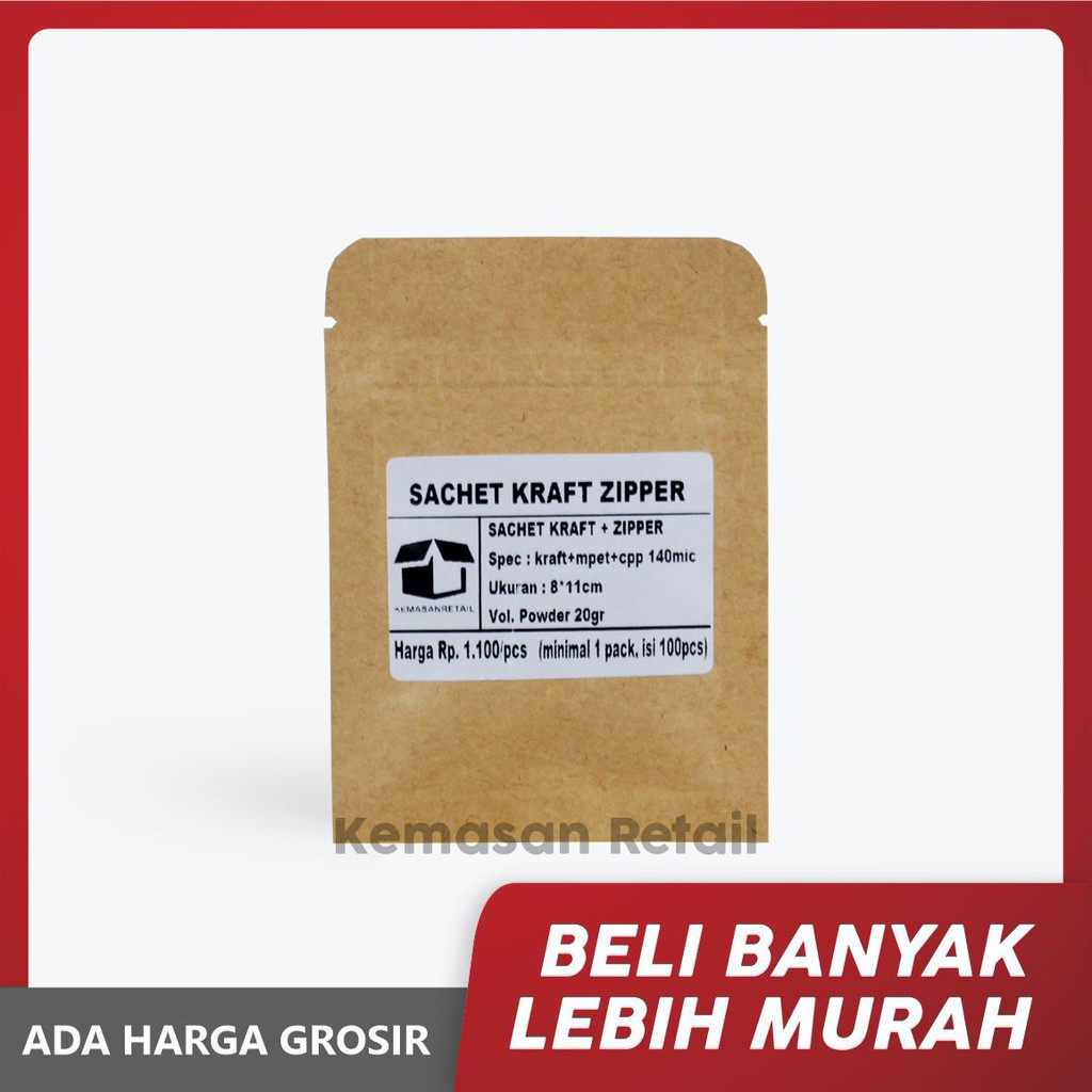 

Sachet Coklat Kraft Zipper 8x11 cm