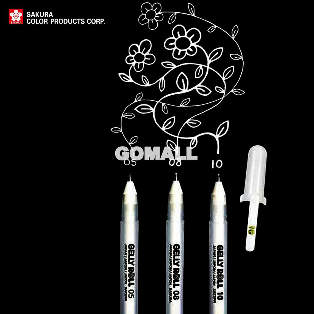 

Sakura gelly roll classic white gel ink pen fine medium bold point