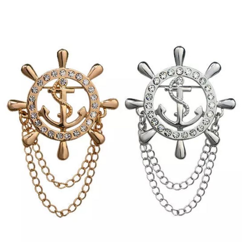 Bros Bentuk Jangkar Kemudi Kapal - Brooch Anchor - Pin Simple
