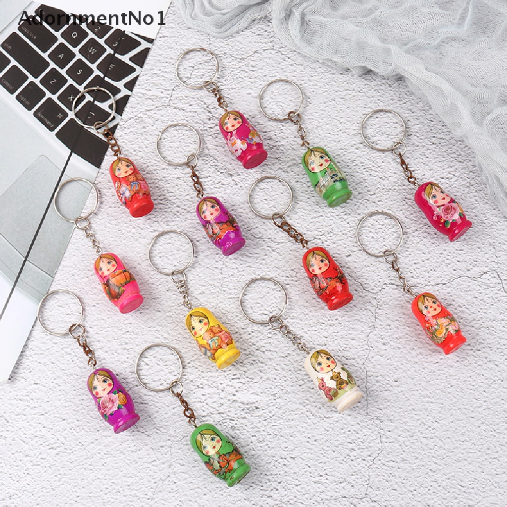 (AdornmentNo1) 12pcs Gantungan Kunci Boneka Rusia Matryoshka Bahan Kayu Untuk Dekorasi Natal