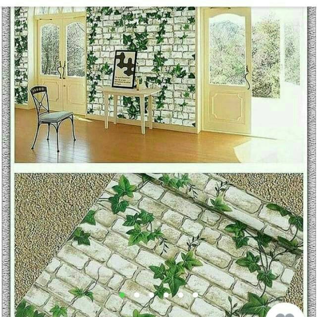 Wallpaper sticker dinding motif bata daun