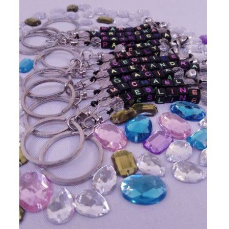 Gantungan Kunci Huruf untuk Nama, manik huruf+gantungan kunci +krincingan