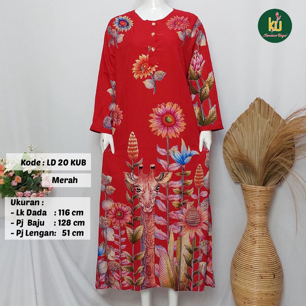 COD LD 20 KUB | DASTER PANJANG KENCANA UNGU ASLI LABEL BIRU | LongDress Wanita Lengan Panjang Busui ini-Merah E