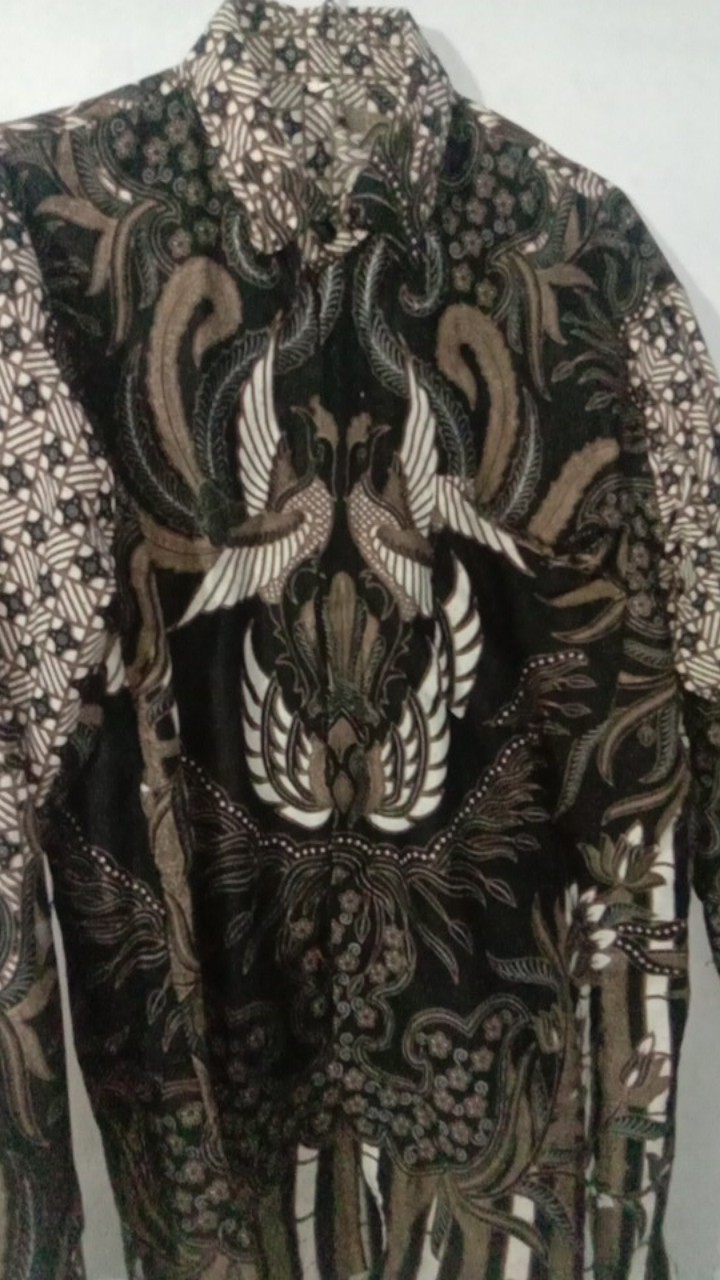 Kemeja Batik Pria Lengan Panjang Size M L Xl Xxl  Bswart Batik Hrb026 Kenongo Hem Panjang Padi