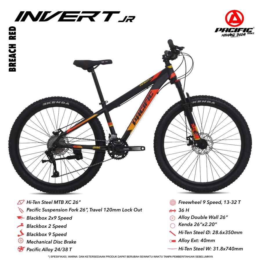 SEPEDA GUNUNG MTB PACIFIC INVERT JR 2X9 MD STEEL 26 INCH