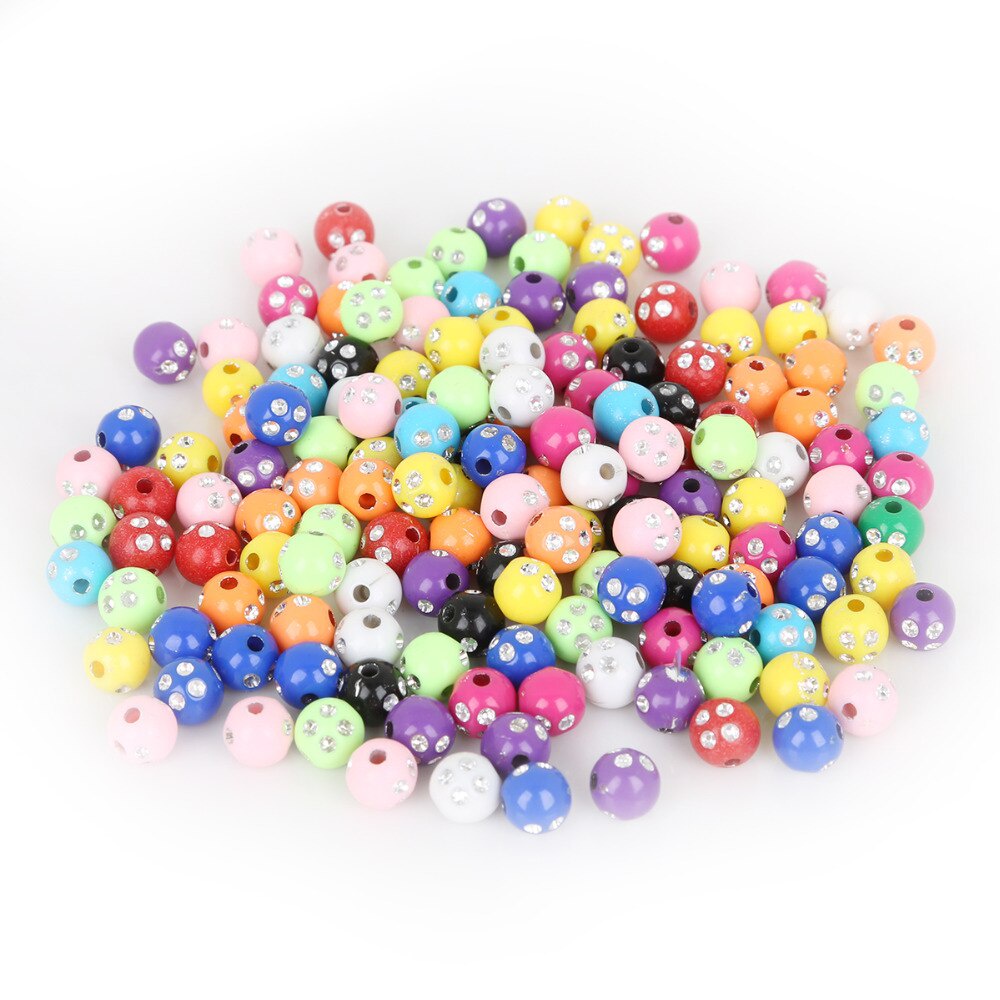 Hot Jual 100 piece/lot 8mm Multi Warna Shiny Akrilik Putaran Beads Untuk DIY Gelang &amp; Kalung Perhiasan Bakat