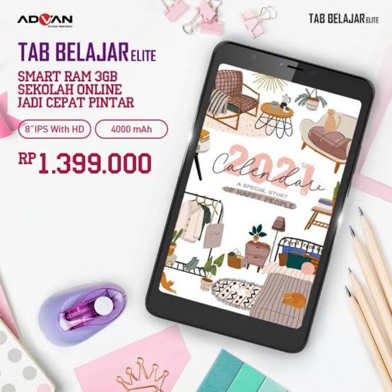 Tablet Advan Belajar Elite 8 inch 3/16 New Garansi Resmi Tab Advan Layar 8 inch