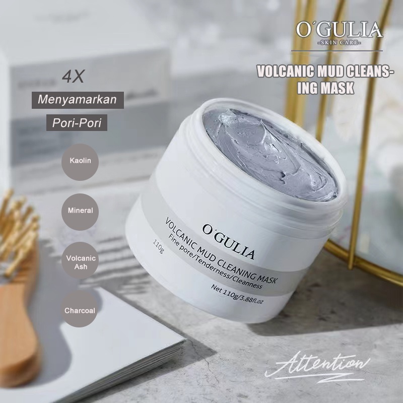 【READY STOCK】O'GULIA Volcanic Mud Facial Whitening Clay Mask 110gr|Blackhead Removal Masker Wajah