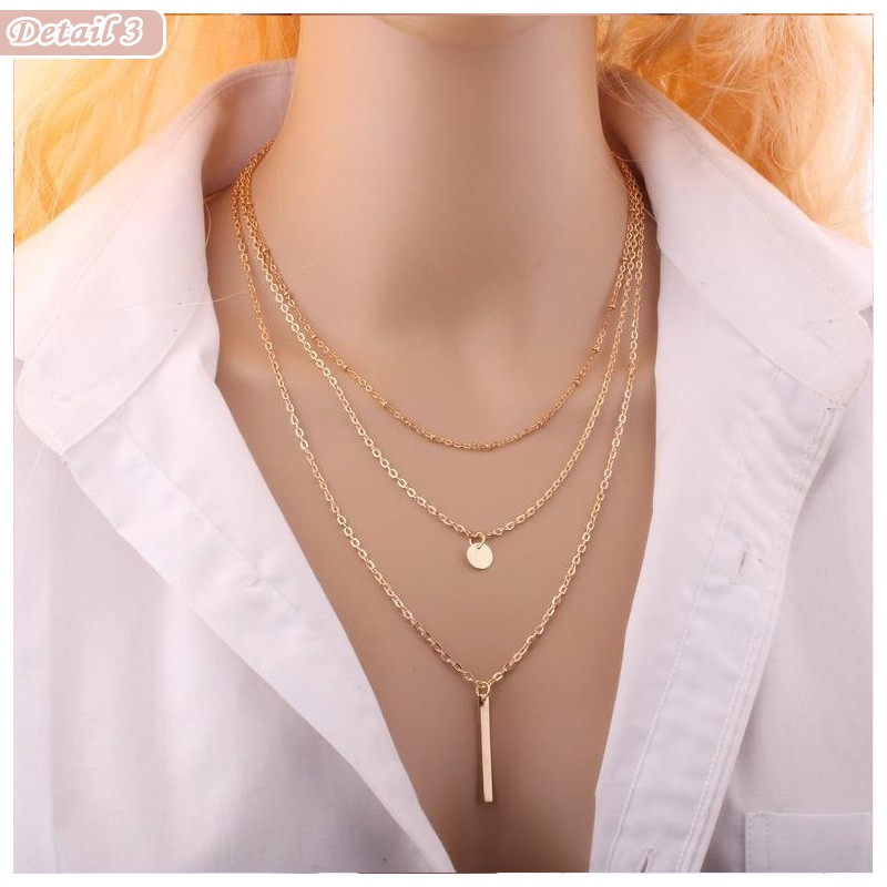 TERBARU COD Chain Necklace 3in1 Kalung Rantai Wanita FAshion Korea Kekinian Anti Karat KLG04 Bisa COD R2a