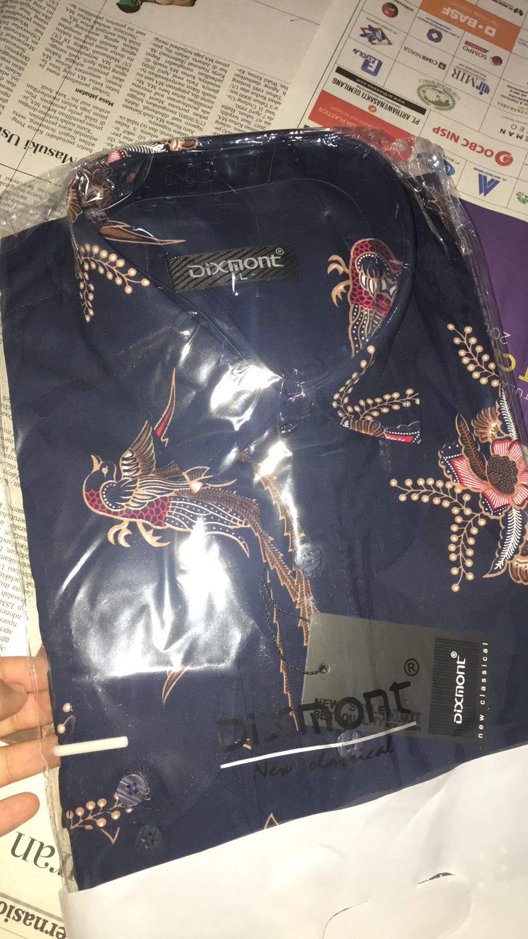 Kemeja Batik Pria Lengan Panjang Bl77 Katun Motif Modern Dixmont Semi Slimfit