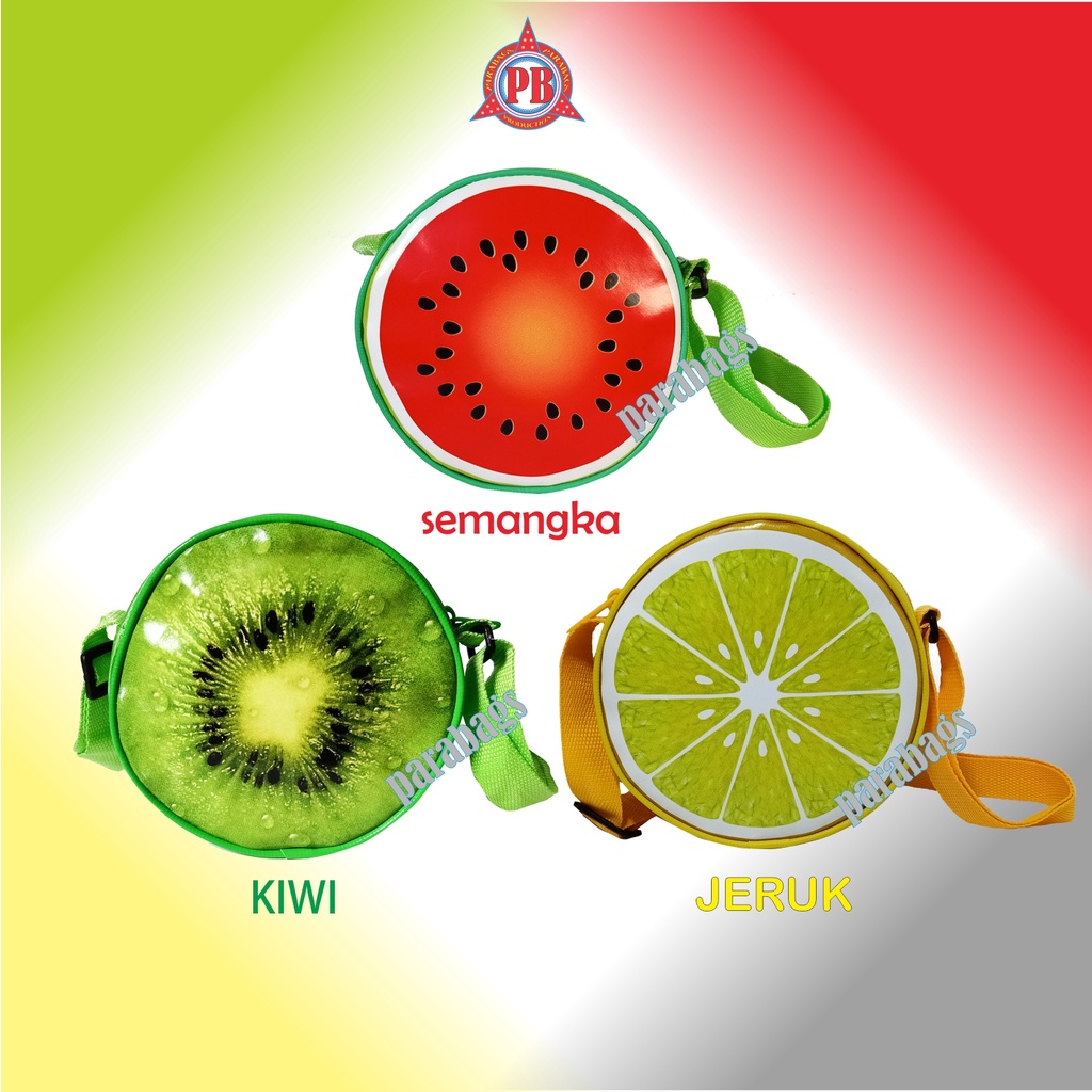 Tas selempang anak / buah buahan dan donat / bentuk bulat
