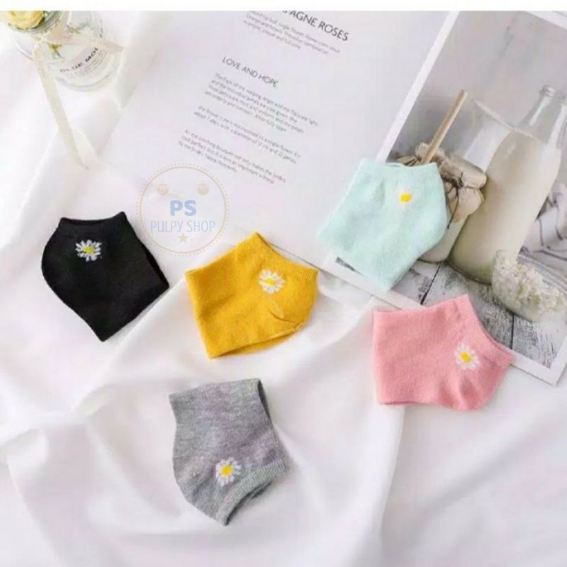 KAOS KAKI FASHION ANKLE SOCK MOTIF BUNGA DAISY FLOWER SEMATA KAKI HIDDEN ANKLE SOCK BERUANG BEAR PS-1