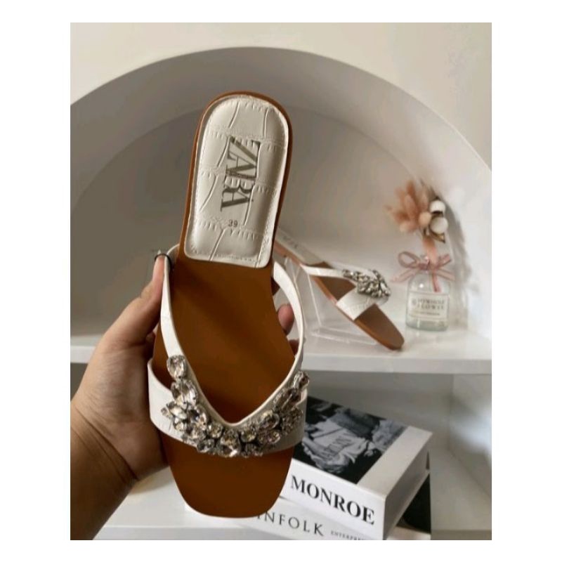 Flat Sandals ZARA Diamond Croco