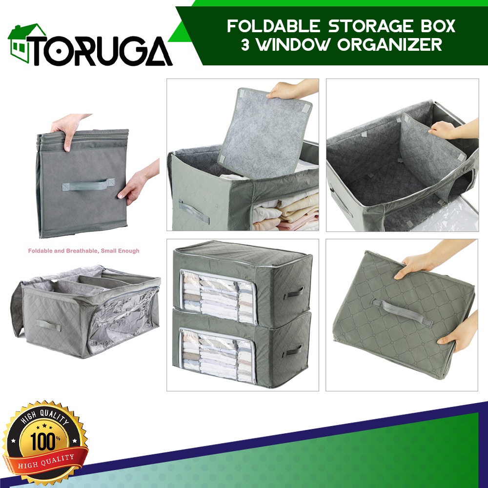 Foldable Storage Box 3 Window Koper Tempat Penyimpanan Baju 2 Pintu Praktis Bisa Dilipat Hemat Tempat