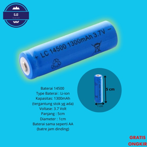 Baterai Charger 14500 3,7V AA Batre Cas AA 3,7V 1300mah Batrei Batre 3 7V Type AA