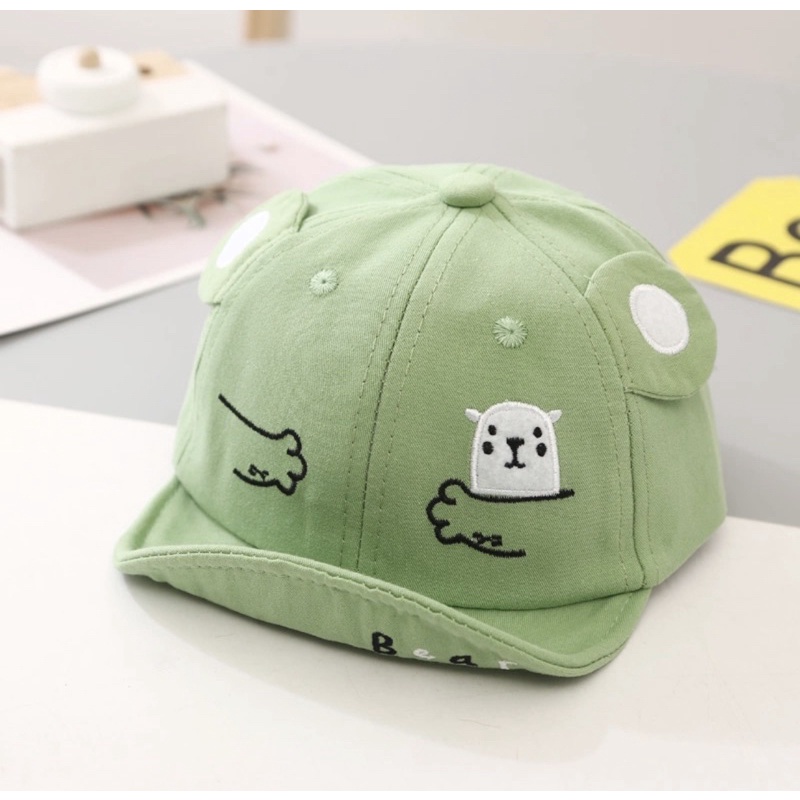 Topi Anak Bayi Balita Import Model HUG Bear Untuk Anak Laki Laki Anak Perempuan/ Baby Baseball Hat-Hijau