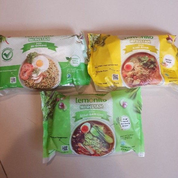 

Lemonilo mie instan MIE GORENG / KUAH AYAM BAWANG / KUAH KARI AYAM 70gr.