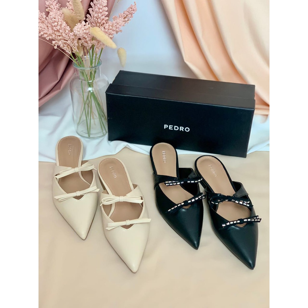 [7.7 Boombastis Sale⚡] - SEPATU WANITA PS080 LEATHER FLAT MULES PREMIUM IMPORT