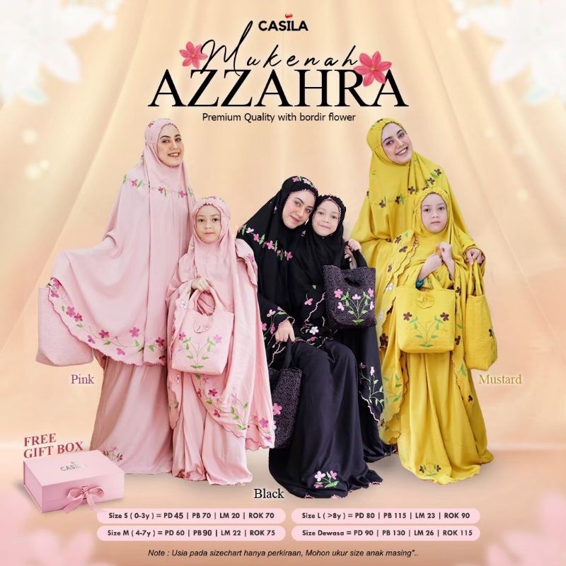 MUKENA AZZAHRA ORI CASILA | MUKENA BORDIR PREMIUM | MUKENA COUPLE | MUKENA DEWASA | MUKENA FREE BOX 