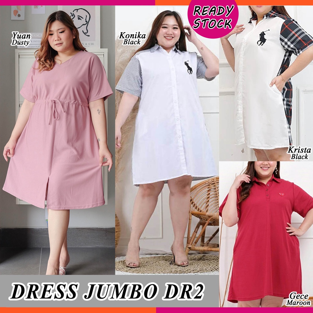 BIGCLO - (COD) LD 120cm Dress Jumbo Lengan Pendek DR2 Tunik Wanita Bigsize