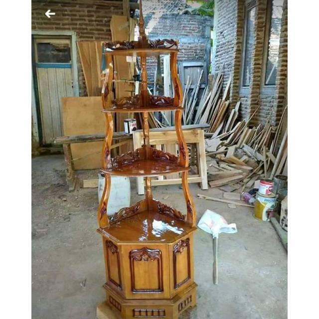 Lemari pojok kayu jati