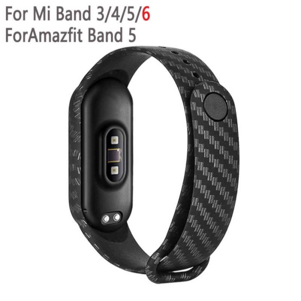 Strap Silicone Rubber CARBON Xiaomi Mi band 3 4 5 6 tali Miband 3 4 5 6