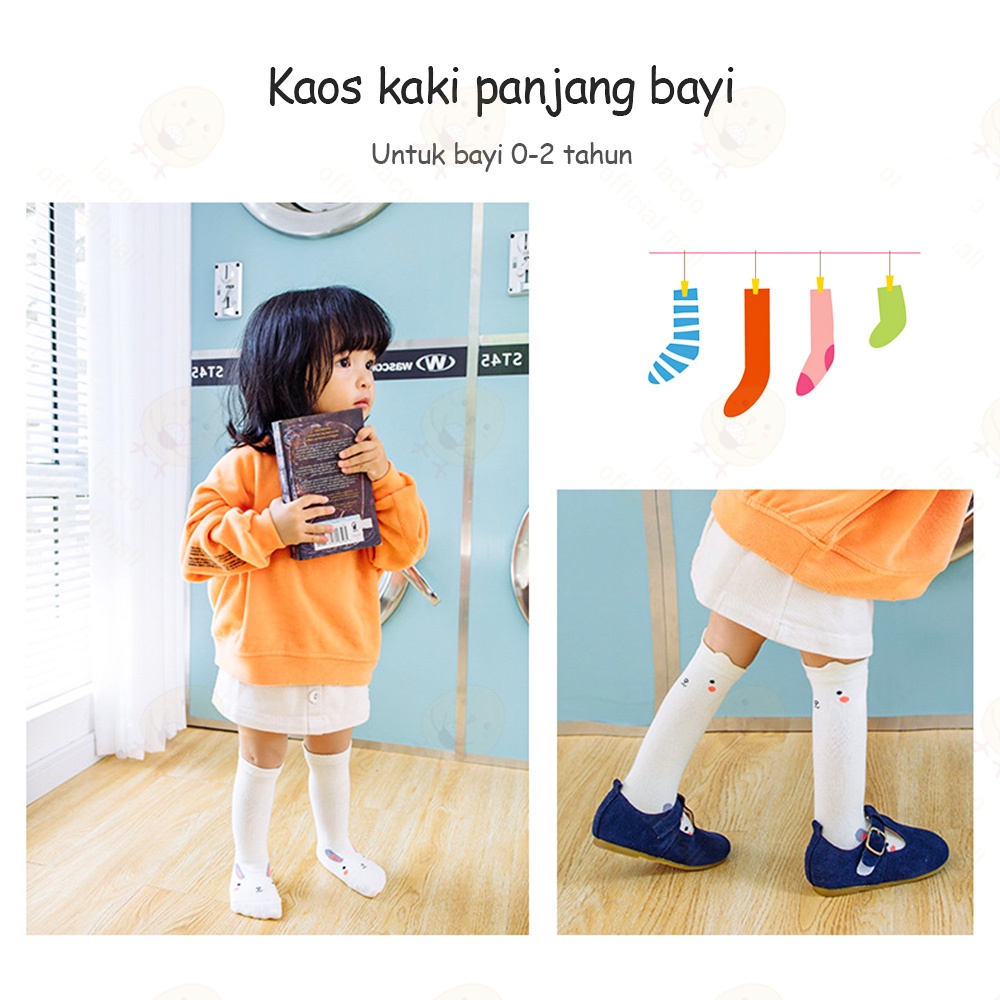 Lacoo Kaos kaki bayi anak panjang Kaus kaki bayi anak lucu Baby socks untuk 0-2 tahun anti slip