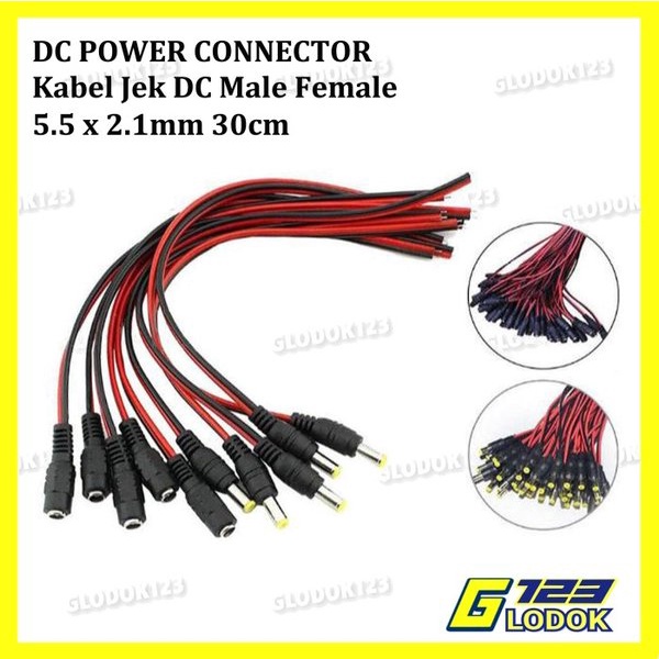 Kabel Jack Jek DC 12V Power Supply Male Female Konektor Adaptor CCTV