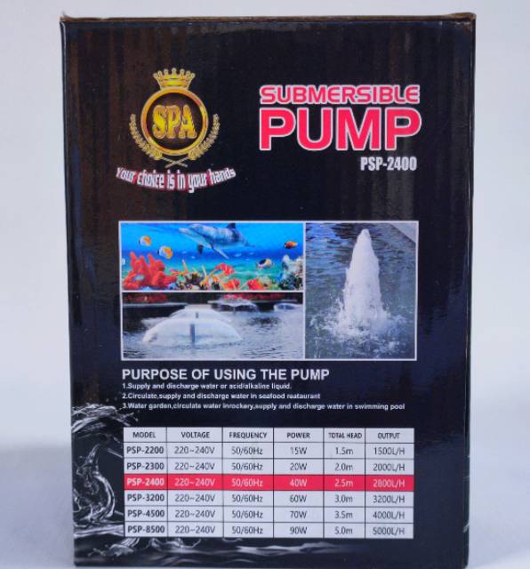 Pompa Celup Filter Aquarium/Kolam/Hidroponik SPA PSP 2400 Power Head Submersible Pump Water Pump ph